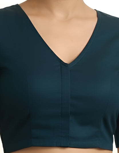 Yash Gallery Women’s Lycra Comfortable Stretch Fit V-Neck Elbow Sleeve Saree Blouse