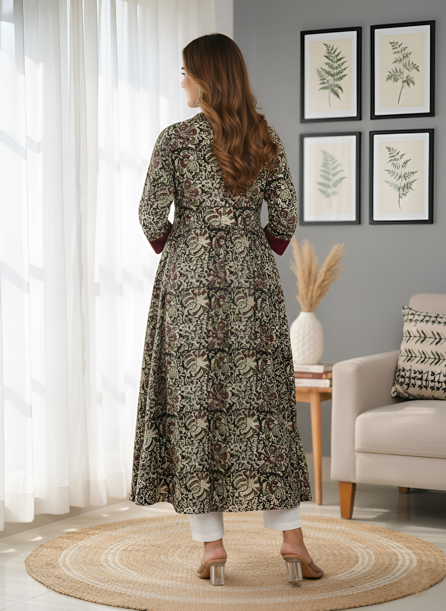 YASH GALLERY Women's Cotton Kalamkari Print Anarkali Kurta