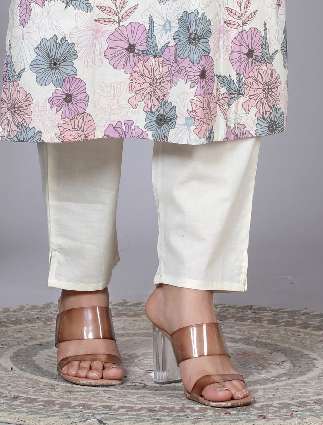 Yash Gallery Women's Floral Printed Embroidered Kurta with Pant & Dupatta Set