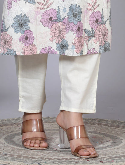 Yash Gallery Women's Floral Printed Embroidered Kurta with Pant & Dupatta Set