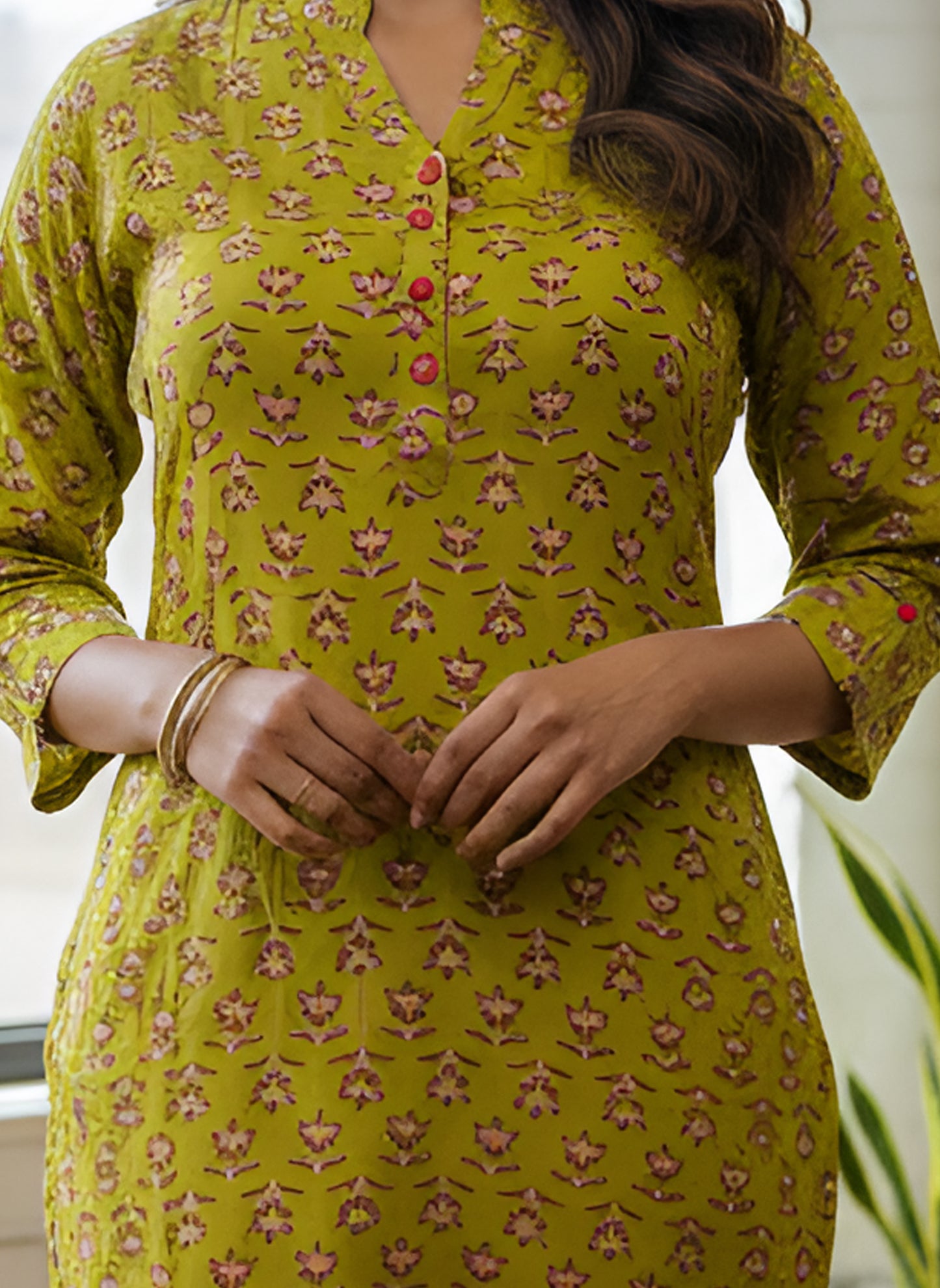 Yash Gallery Women Rayon Staple Plus Size Printed Straight Kurta | Soft & Breathable Fabric | 3/4th Sleeves | V-Notch Neck | Casual, Office & Daily Wear Kurti for Women