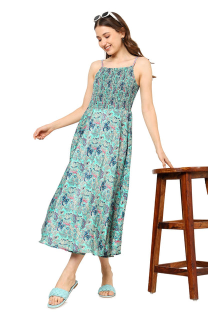 Yash Gallery Women's Floral Smoking Flared Dress