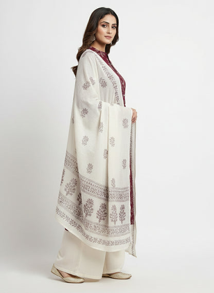Yash Gallery Women's Black Floral Printed Cotton Kurta Set with Matching Dupatta & Printed Palazzo