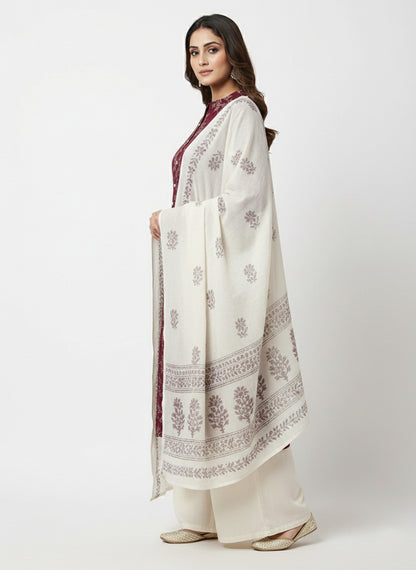 Yash Gallery Women's Black Floral Printed Cotton Kurta Set with Matching Dupatta & Printed Palazzo
