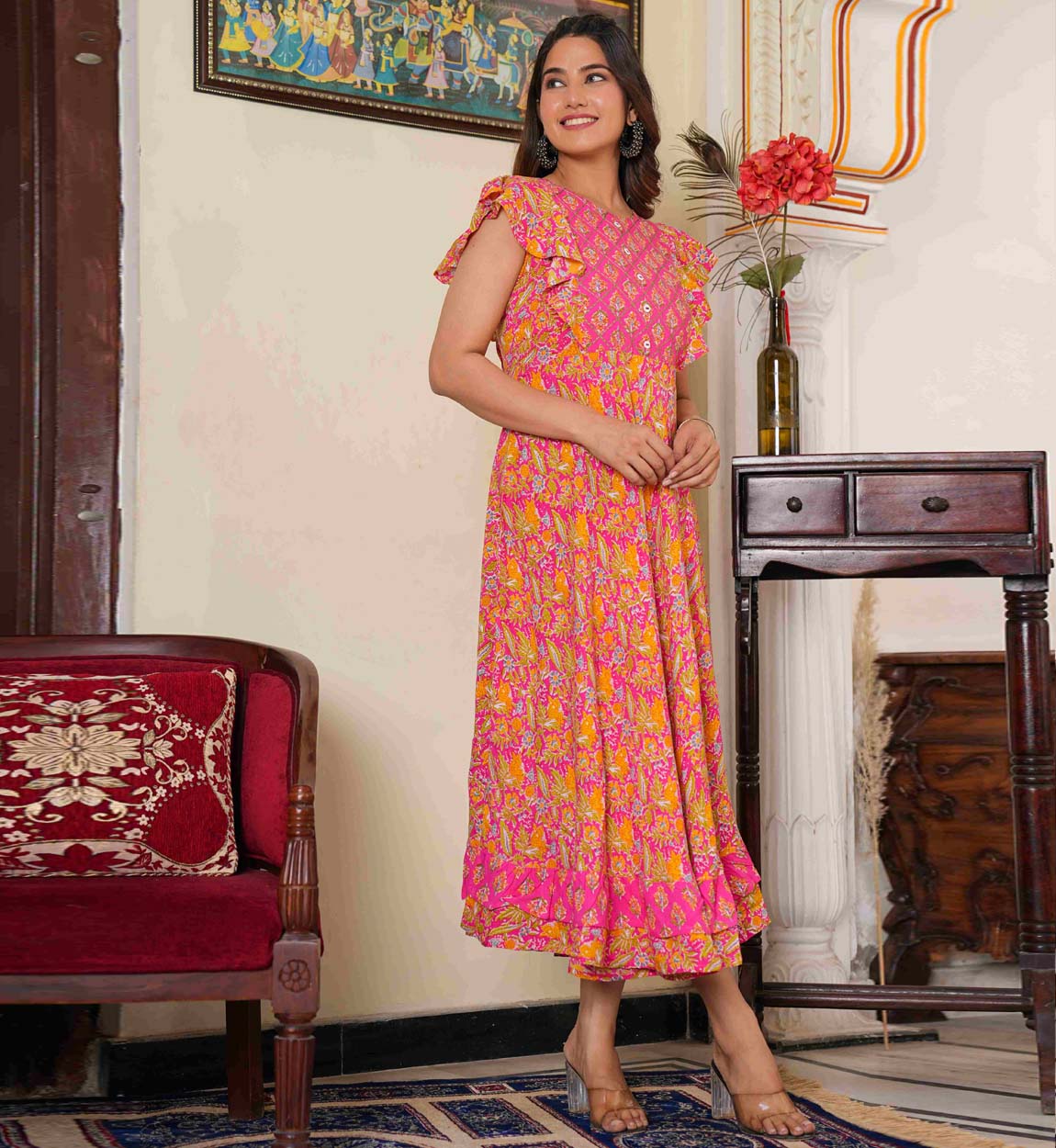 latest Floral Print Anarkali kurti design 2023 || Cotton Anarkali dress||  Floral print anarkali suit