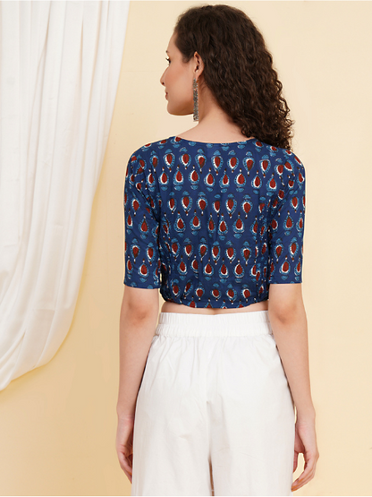 YASH GALLERY Women's Cotton Floral Printed Regular Blouse