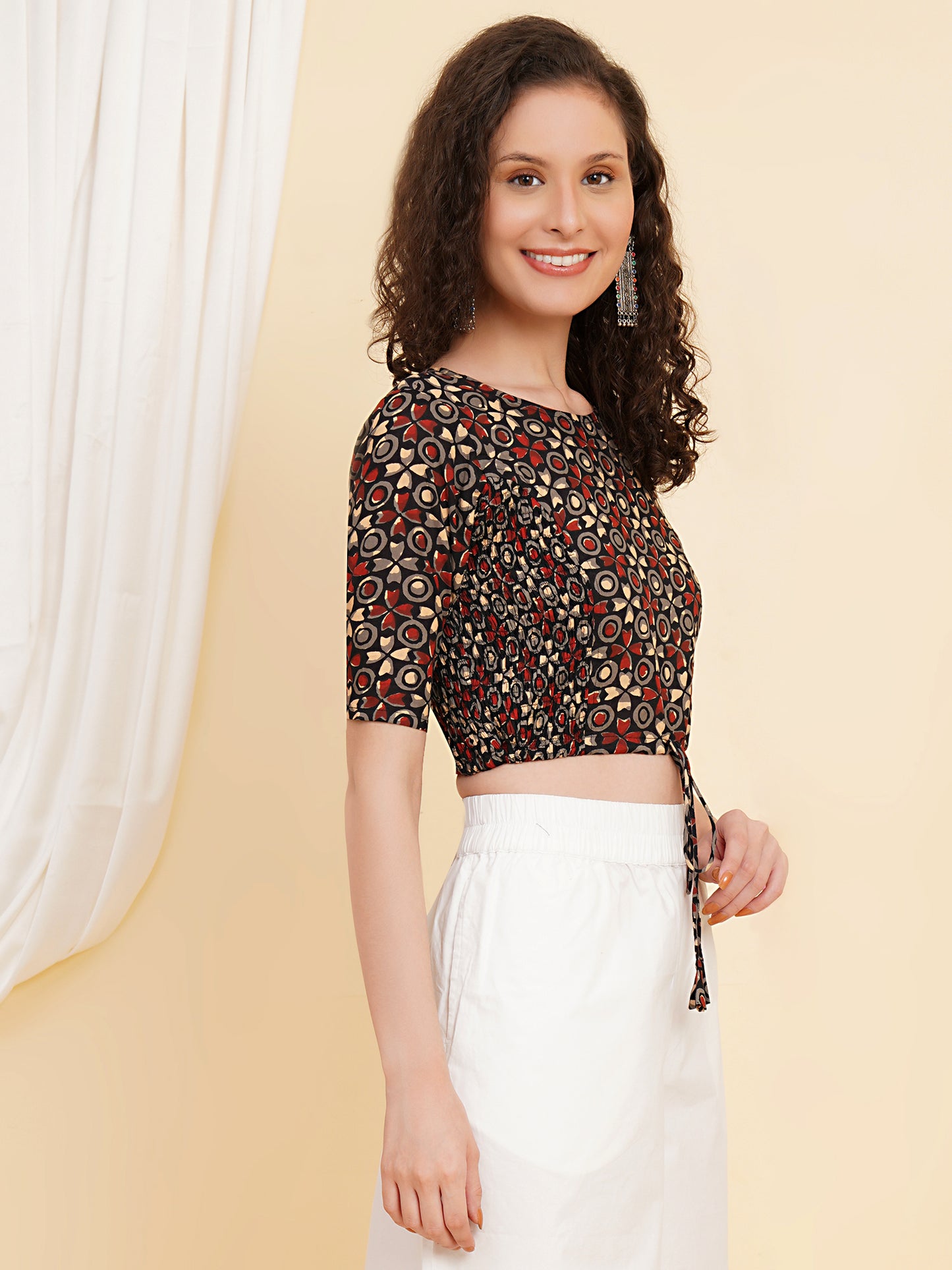 YASH GALLERY Women's Cotton Floral Printed Regular Blouse