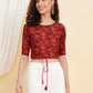 YASH GALLERY Women's Cotton Floral Printed Regular Blouse (Maroon)