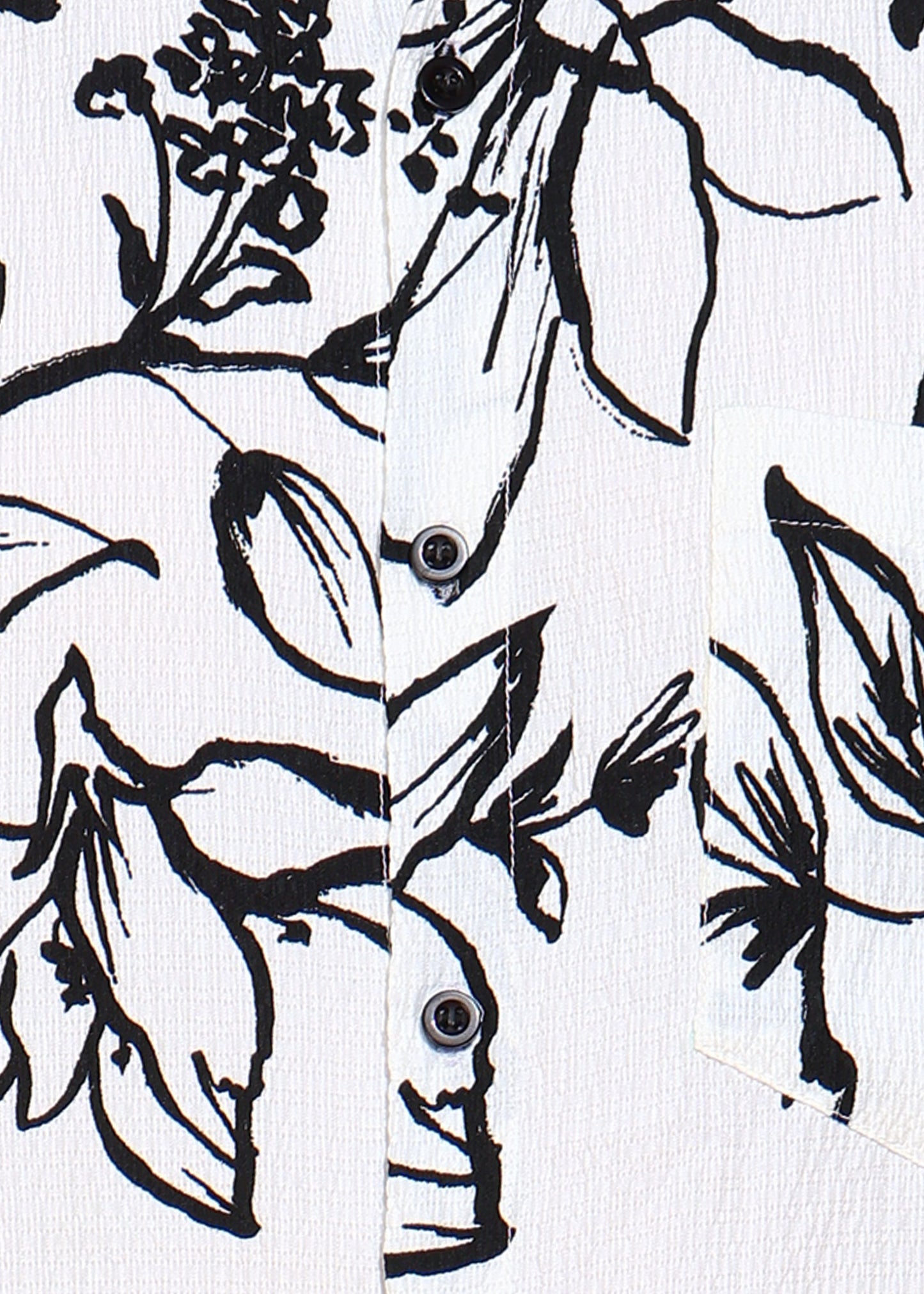 Yash Gallery Men’s Moss Bubble Fabric Short Sleeve Button-Down with Black Floral Print Casual Shirt