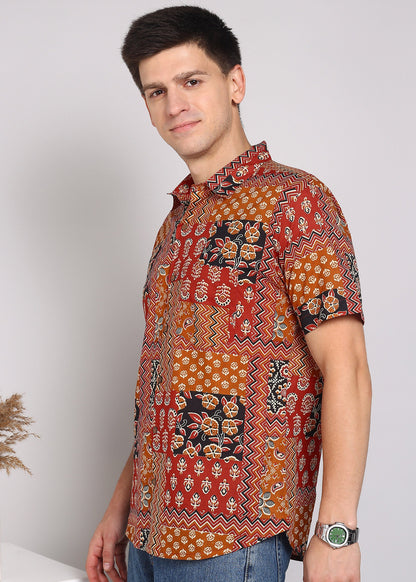 Yash Gallery Men's Printed Cambric Cotton Shirt 