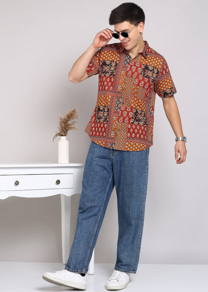 Yash Gallery Men's Printed Cambric Cotton Shirt 