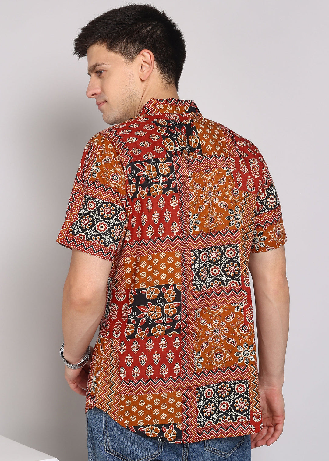 Yash Gallery Men's Printed Cambric Cotton Shirt 