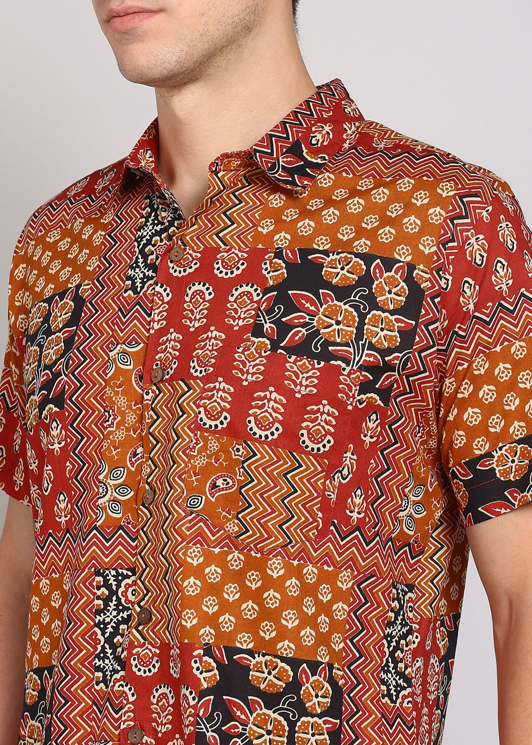 Yash Gallery Men's Printed Cambric Cotton Shirt 