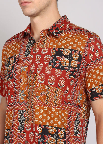 Yash Gallery Men's Printed Cambric Cotton Shirt 
