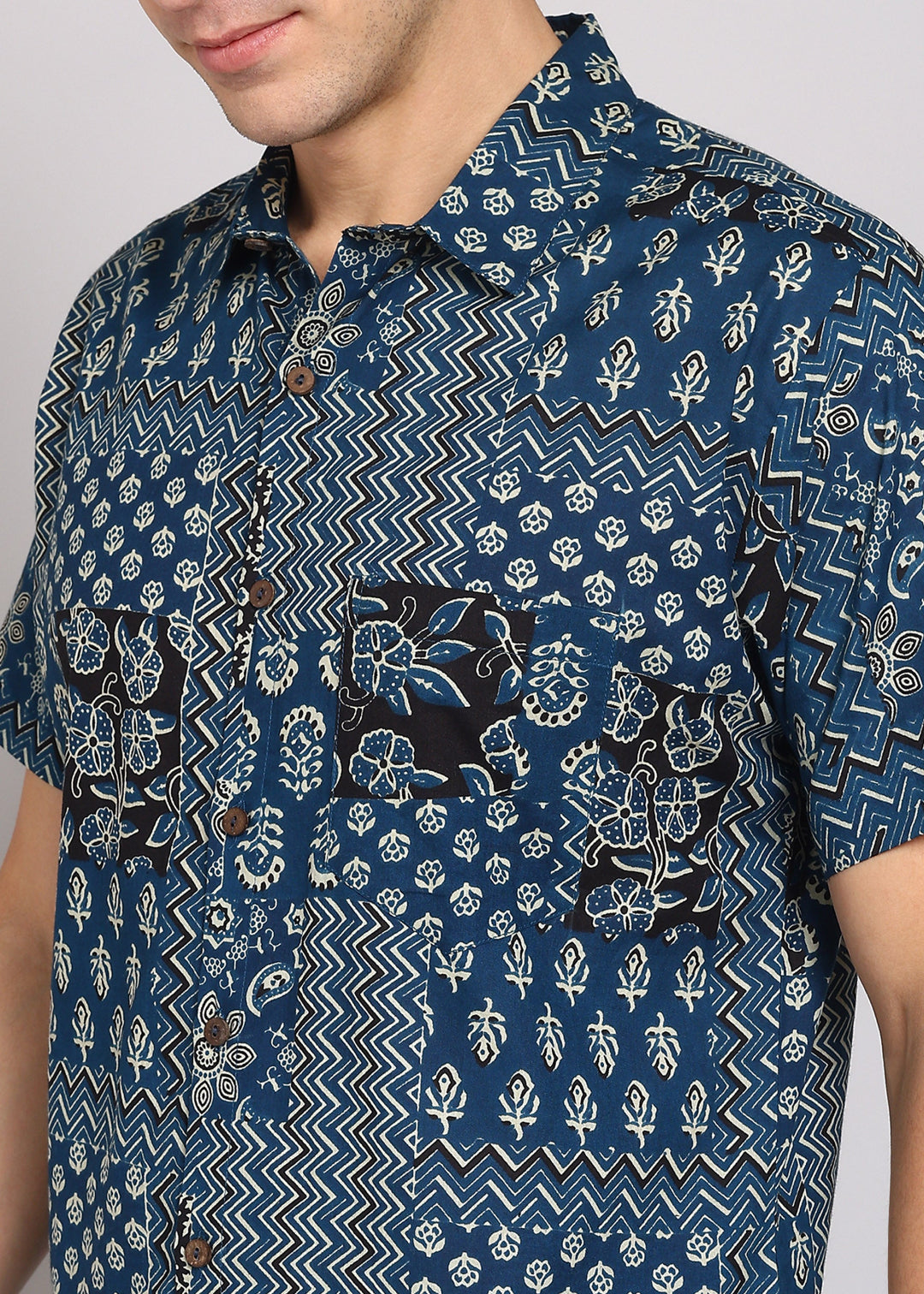 Yash Gallery Men's Printed Cambric Cotton Half Sleeve Shirt – Soft & Breathable Casual Wear