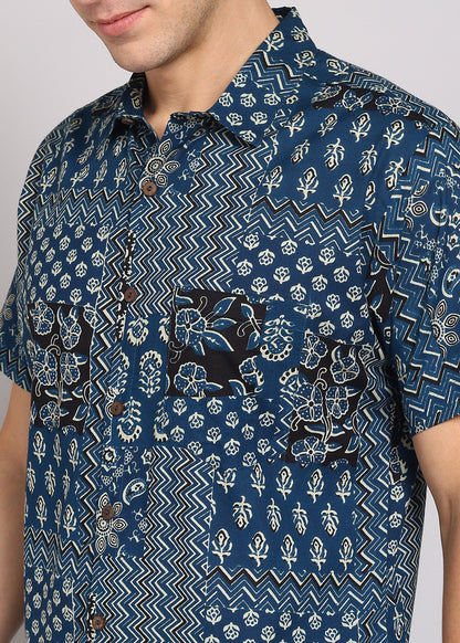 Yash Gallery Men's Printed Cambric Cotton Half Sleeve Shirt – Soft & Breathable Casual Wear