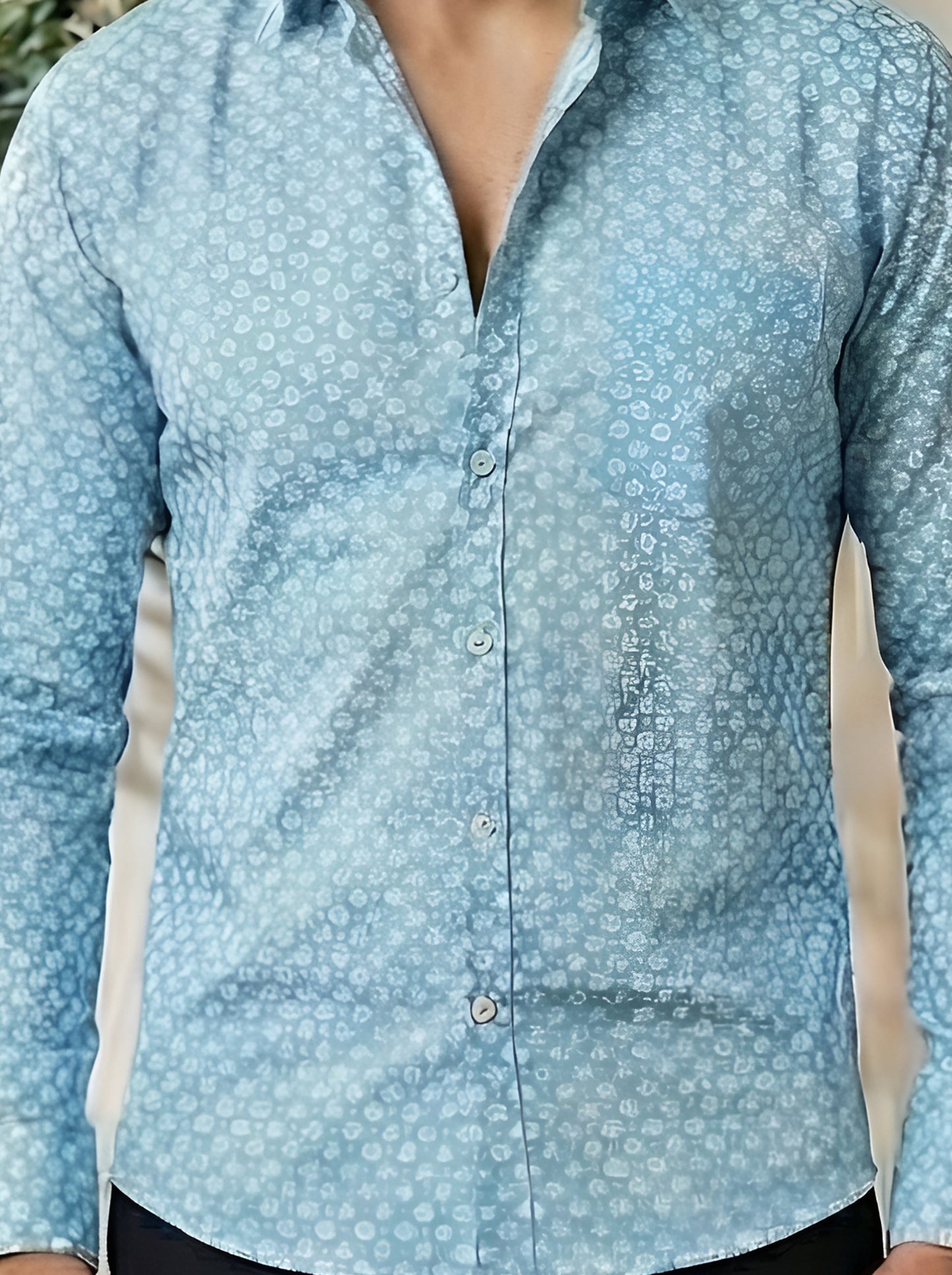 Yash Gallery Men's Premium Cotton Printed Casual Shirt | Full Sleeve | Trendy Blue Designer Shirt for Party, Office & Smart Casual Wear