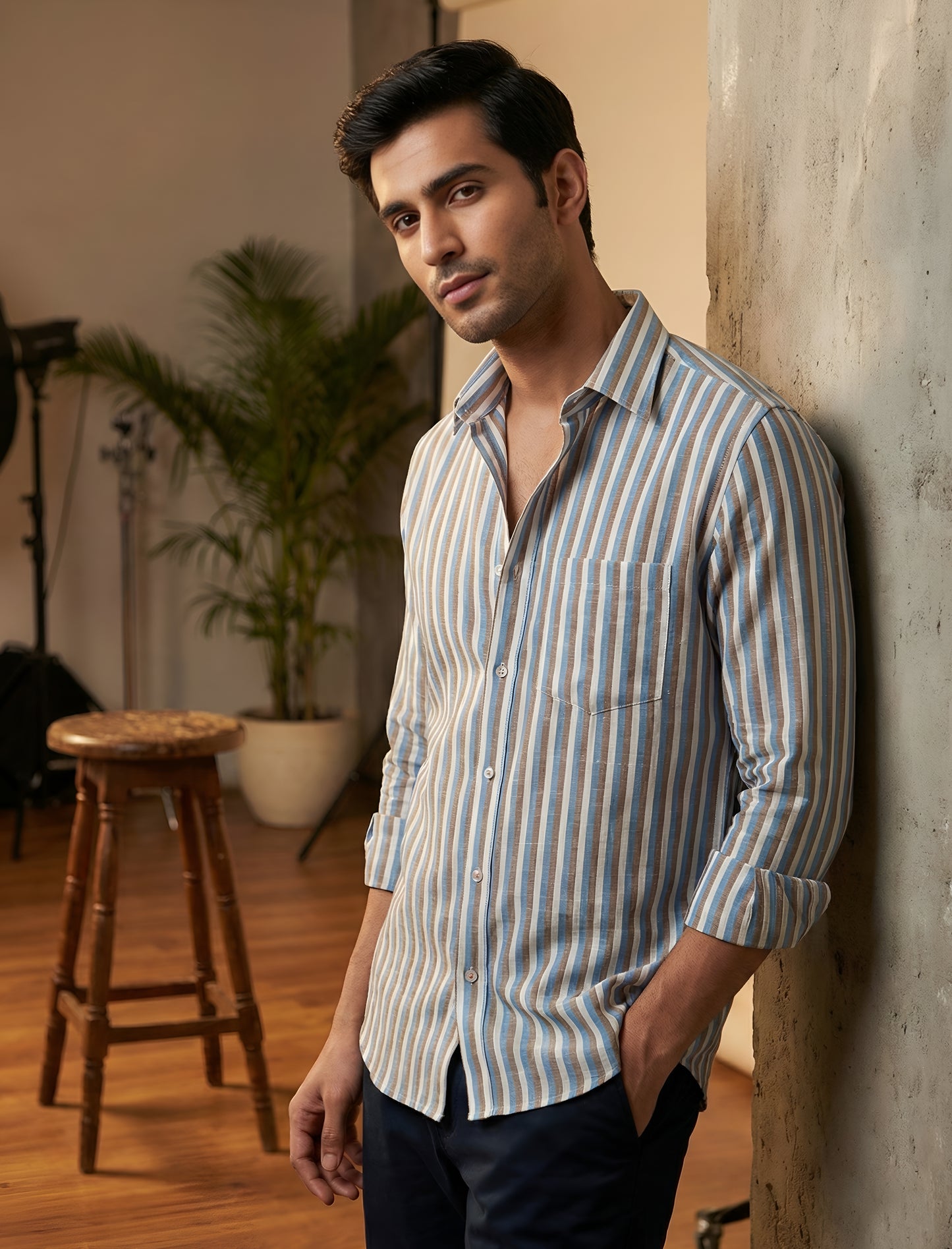 Yash Gallery Men’s Yarn Dyed Cotton Striped Full Sleeve Casual Shirt