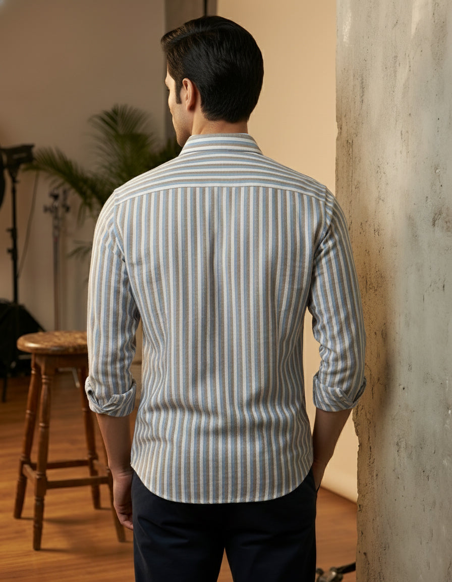 Yash Gallery Men’s Yarn Dyed Cotton Striped Full Sleeve Casual Shirt