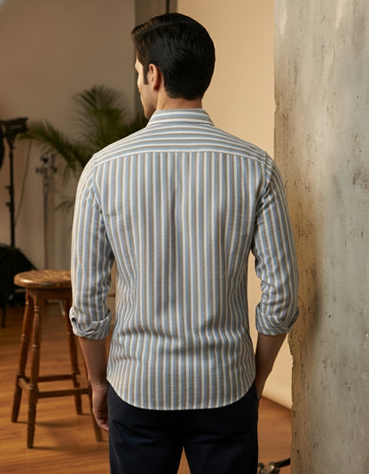 Yash Gallery Men’s Yarn Dyed Cotton Striped Full Sleeve Casual Shirt