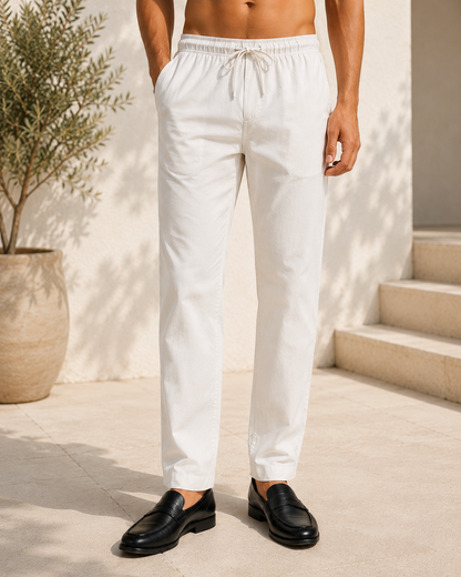 Yash Gallery Men's Off White Cotton Poplin Pyjama Pant for Kurta | Elastic Waistband with Drawstring |