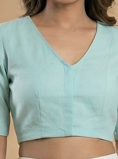 Yash Gallery Women’s Lycra Comfortable Stretch Fit V-Neck Elbow Sleeve Saree Blouse