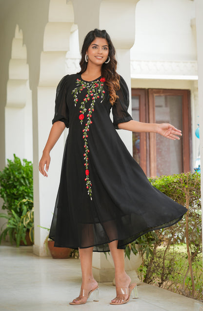 anarkali dress in black Price: 1450/- Ship extra Designer Handwork Backless Black Anarkali Suit DM TO ORDER