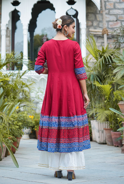 Cotton Embroidered Anarkali Kurta