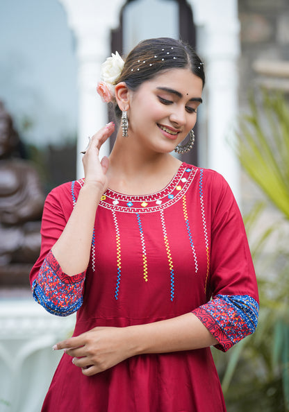 Cotton Embroidered Anarkali Kurta