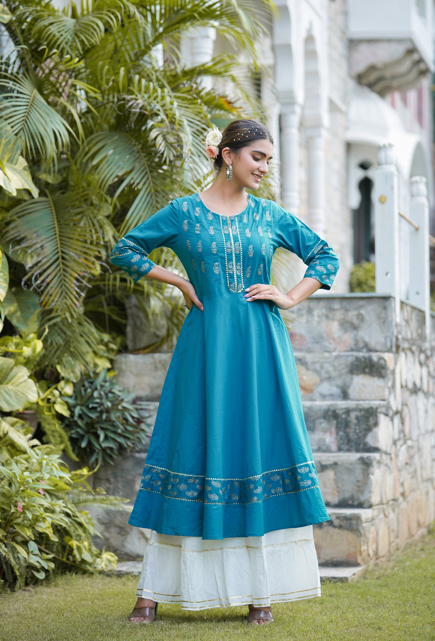 Cotton Floral Printed Anarkali Kurta