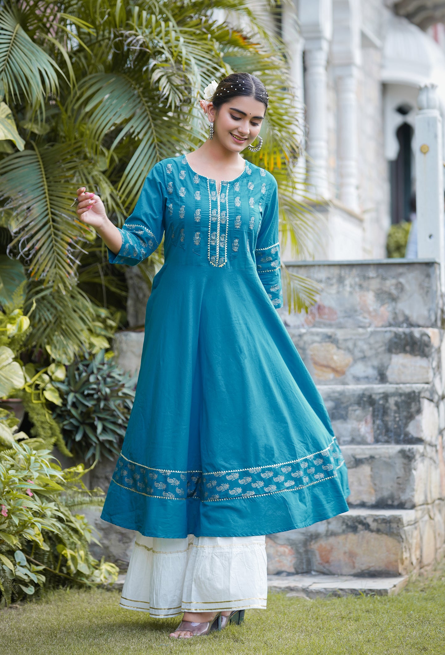 Cotton Floral Printed Anarkali Kurta