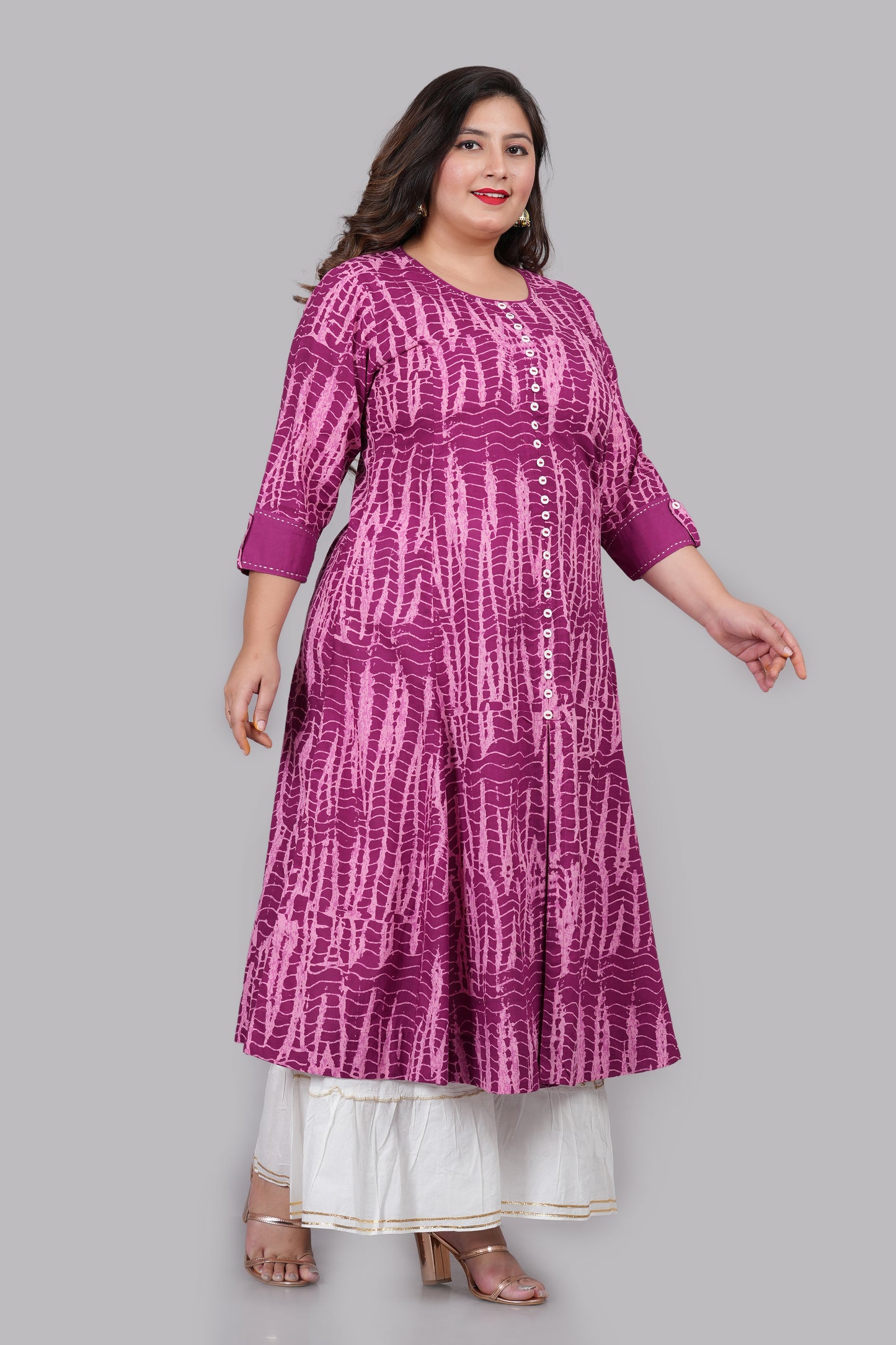 YASH GALLERY Women's  Tie & Dye Printed Anarkali Kurti(Purple)
