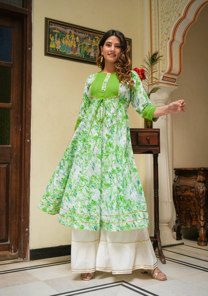 Cotton Tie & Dye Printed Anarkali Kurta