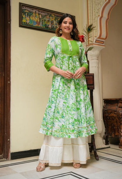 Cotton Tie & Dye Printed Anarkali Kurta