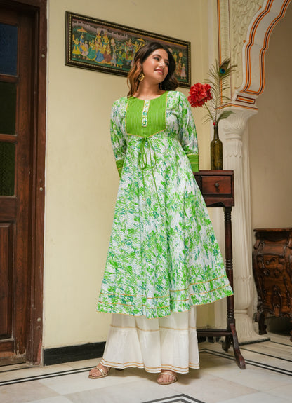 Cotton Tie & Dye Printed Anarkali Kurta