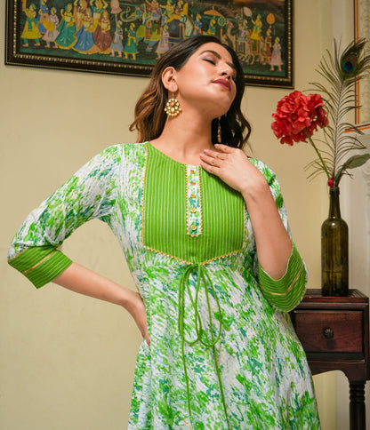 Cotton Tie & Dye Printed Anarkali Kurta