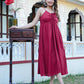 YASH GALLERY Women's Maroon Stripe Printed Dress (Maroon)