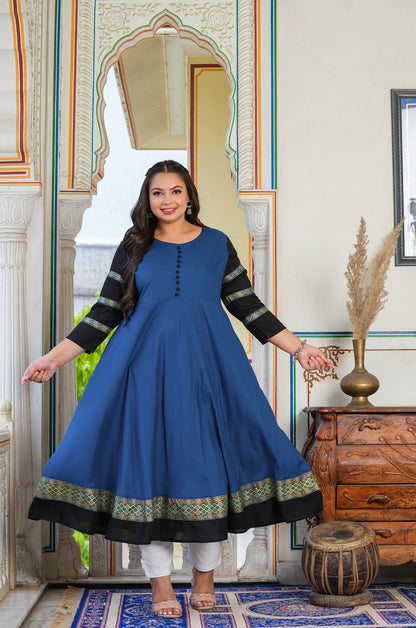 YASH GALLERY Women's Blue Anarkali Kurti (Blue)