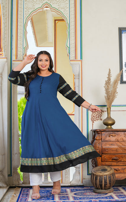 YASH GALLERY Women's Blue Anarkali Kurti (Blue)