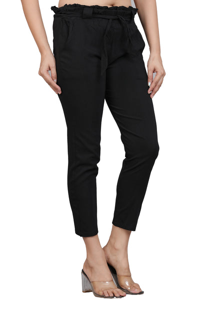 YASH GALLERY Women's Black Lycra Regular Fit Trouser Pants