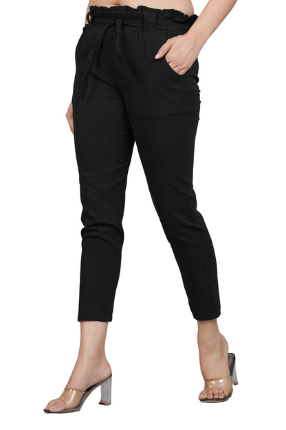 YASH GALLERY Women's Black Lycra Regular Fit Trouser Pants