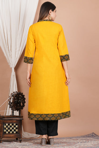 Yash Gallery Women's Mustard A-Line Kurta