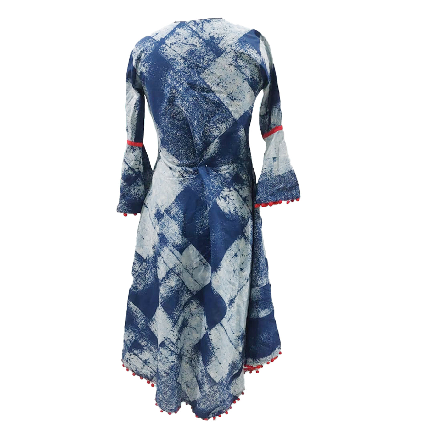 Yash Gallery Women's Abstract Printed Mirror Work A-Line Kurta (Blue)