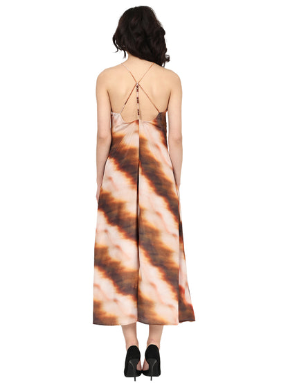 Yash Gallery Women's Multi Polyester Tie & Dye Printed Fitted Dress