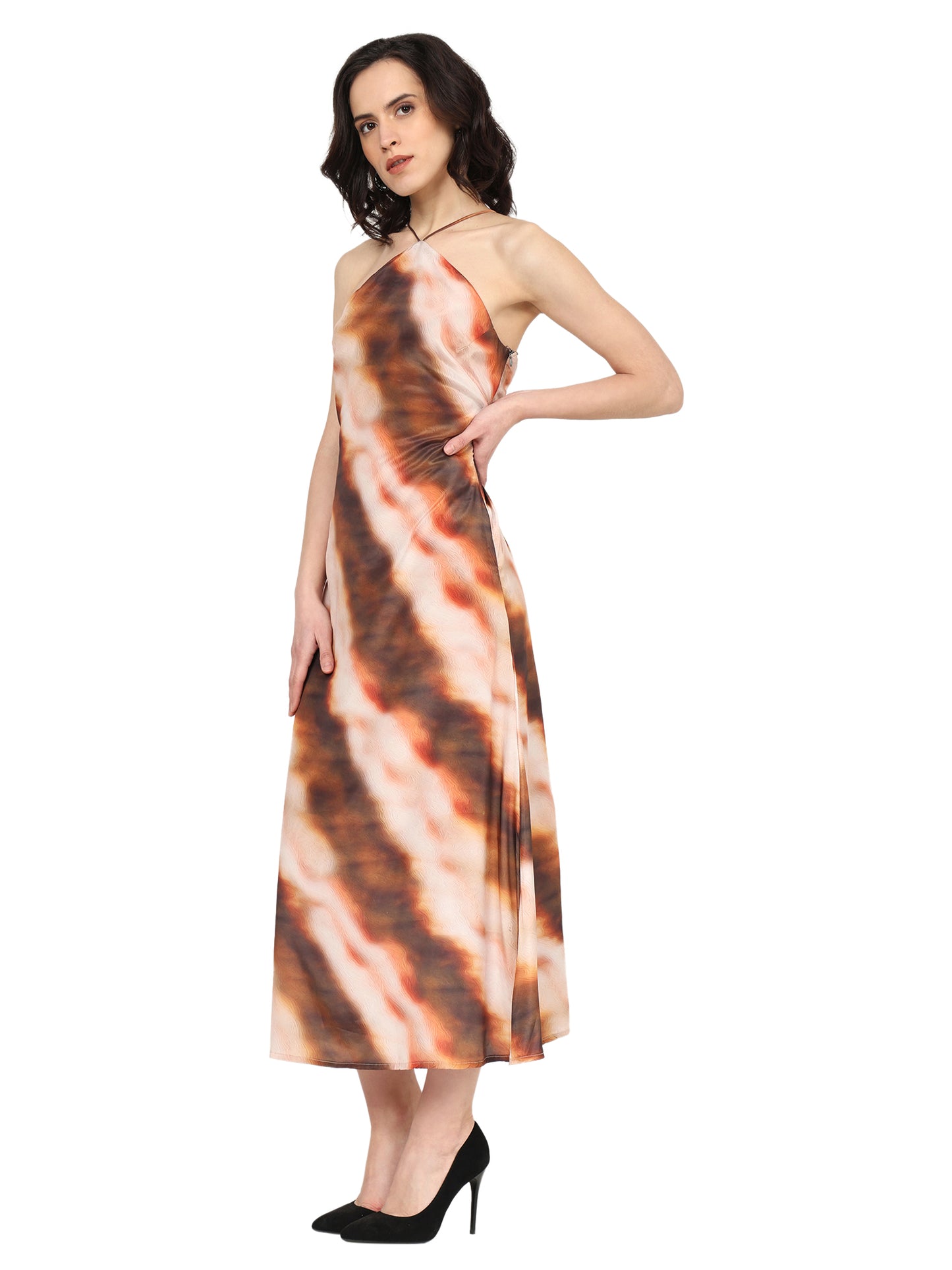 Yash Gallery Women's Multi Polyester Tie & Dye Printed Fitted Dress