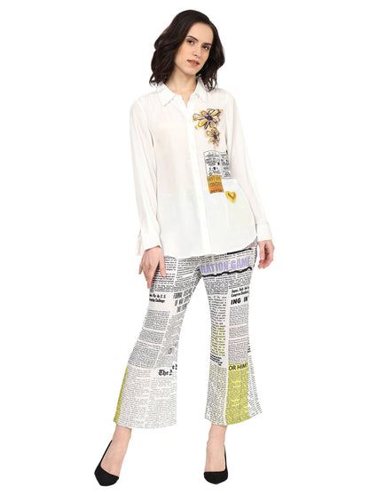 yash gallery womens white polyester floral placement printed co ord set white