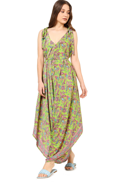 Yash Gallery Women's Floral Printed Dhoti Style Drape Dress