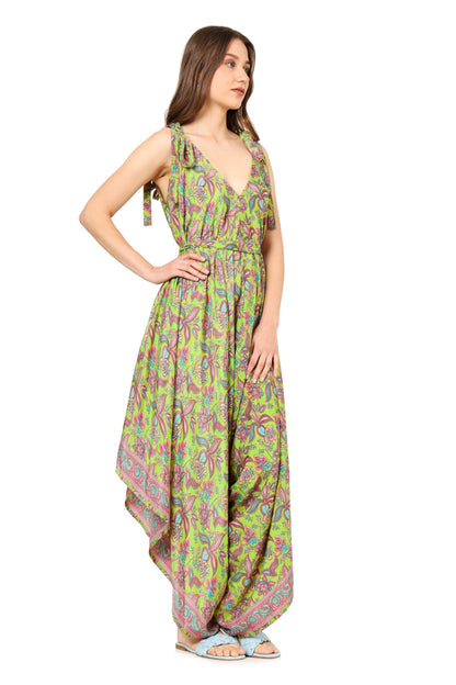 Yash Gallery Women's Floral Printed Dhoti Style Drape Dress