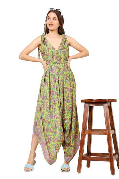 Yash Gallery Women's Floral Printed Dhoti Style Drape Dress