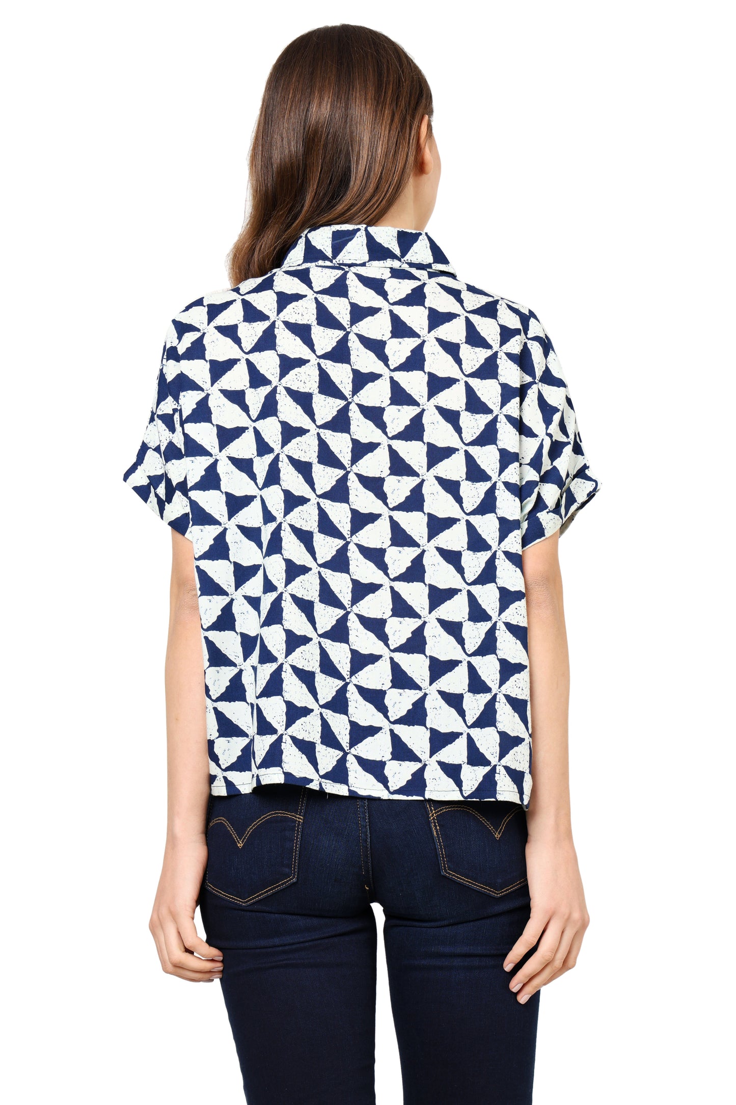 Yash Gallery Women's Geometrical Printed Oversized Shirt